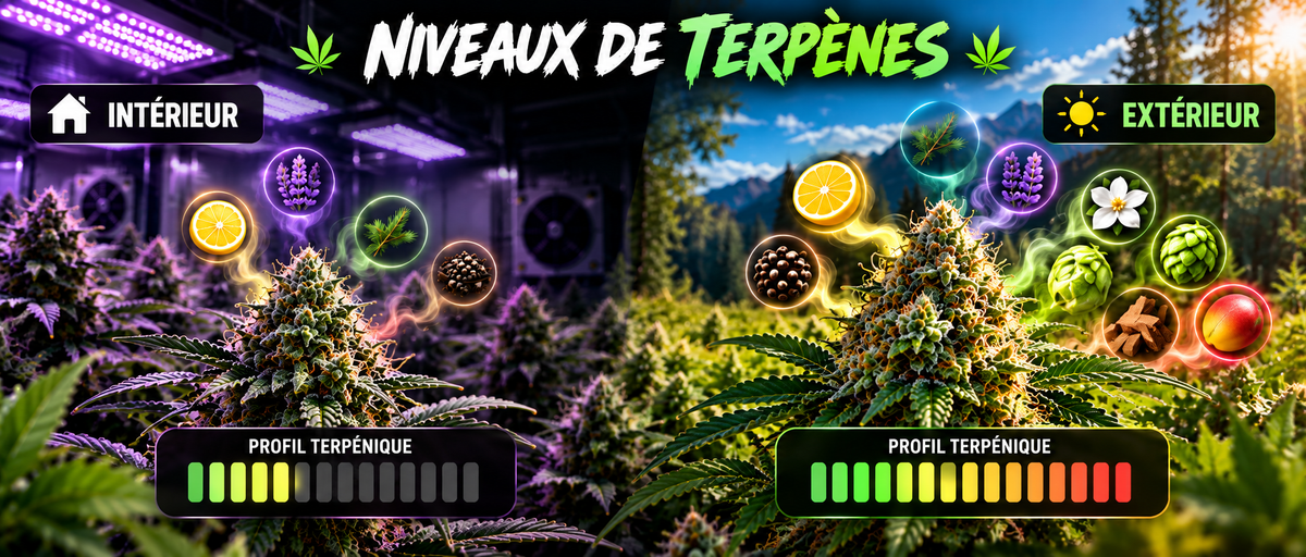 Niveaux de terpènes du cannabis : culture en intérieur vs culture en extérieur
